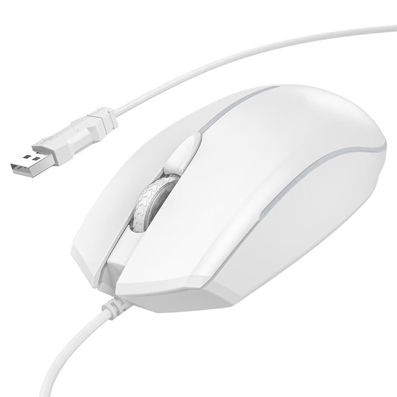 Mouse Gaming Wired USB HOCO GM37, RGB, 2400DPI, Bianco
