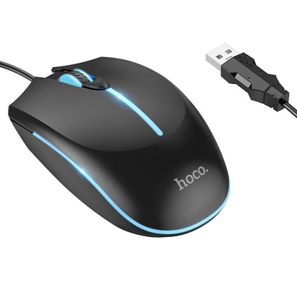 Mouse Gaming Wired USB HOCO GM37, RGB, 2400DPI, Nero
