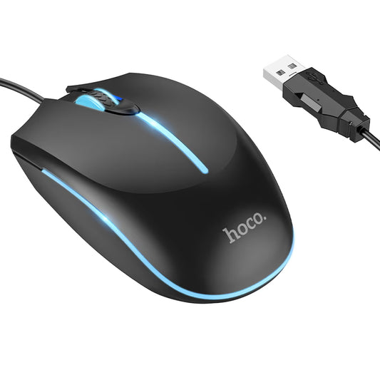 Mouse Gaming Wired USB HOCO GM37, RGB, 2400DPI, Nero