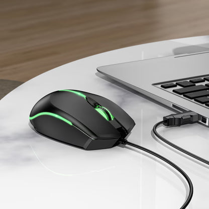 Mouse Gaming Wired USB HOCO GM37, RGB, 2400DPI, Nero