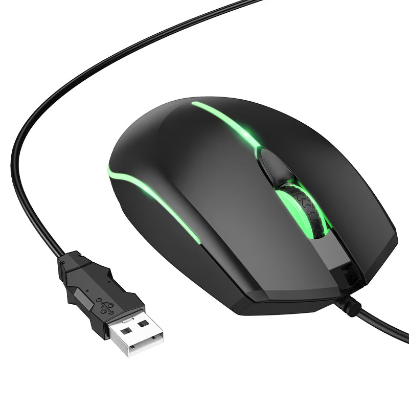Mouse Gaming Wired USB HOCO GM37, RGB, 2400DPI, Nero