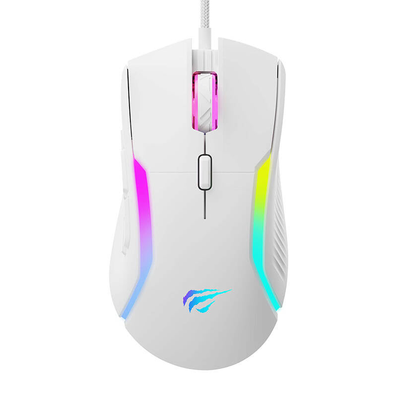 Mouse Gaming Cablato USB HAVIT MS1033, RGB, 800DPI - 8000DPI, Bianco