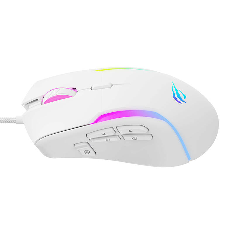 Mouse Gaming Cablato USB HAVIT MS1033, RGB, 800DPI - 8000DPI, Bianco