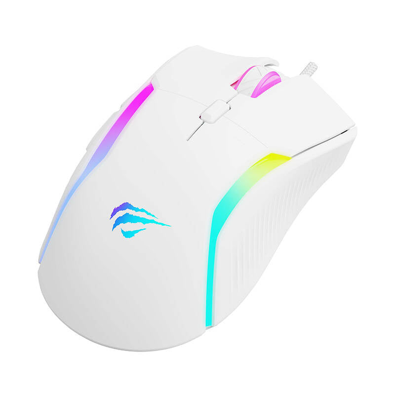 Mouse Gaming Cablato USB HAVIT MS1033, RGB, 800DPI - 8000DPI, Bianco