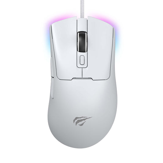 Mouse Gaming Cablato USB HAVIT MS966, RGB, 800DPI - 12000DPI, 1.6m, Bianco