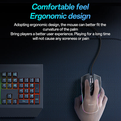 Mouse Gaming Cablato USB Yesido KB20, RGB, 1000DPI - 7200DPI, Nero