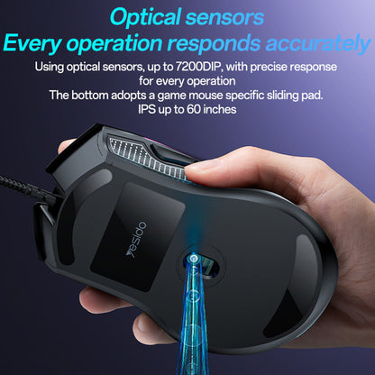 Mouse Gaming Cablato USB Yesido KB20, RGB, 1000DPI - 7200DPI, Nero