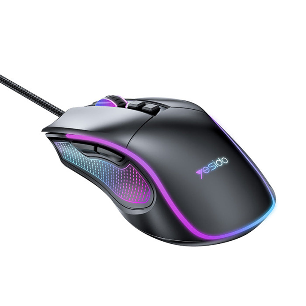 Mouse Gaming Cablato USB Yesido KB20, RGB, 1000DPI - 7200DPI, Nero