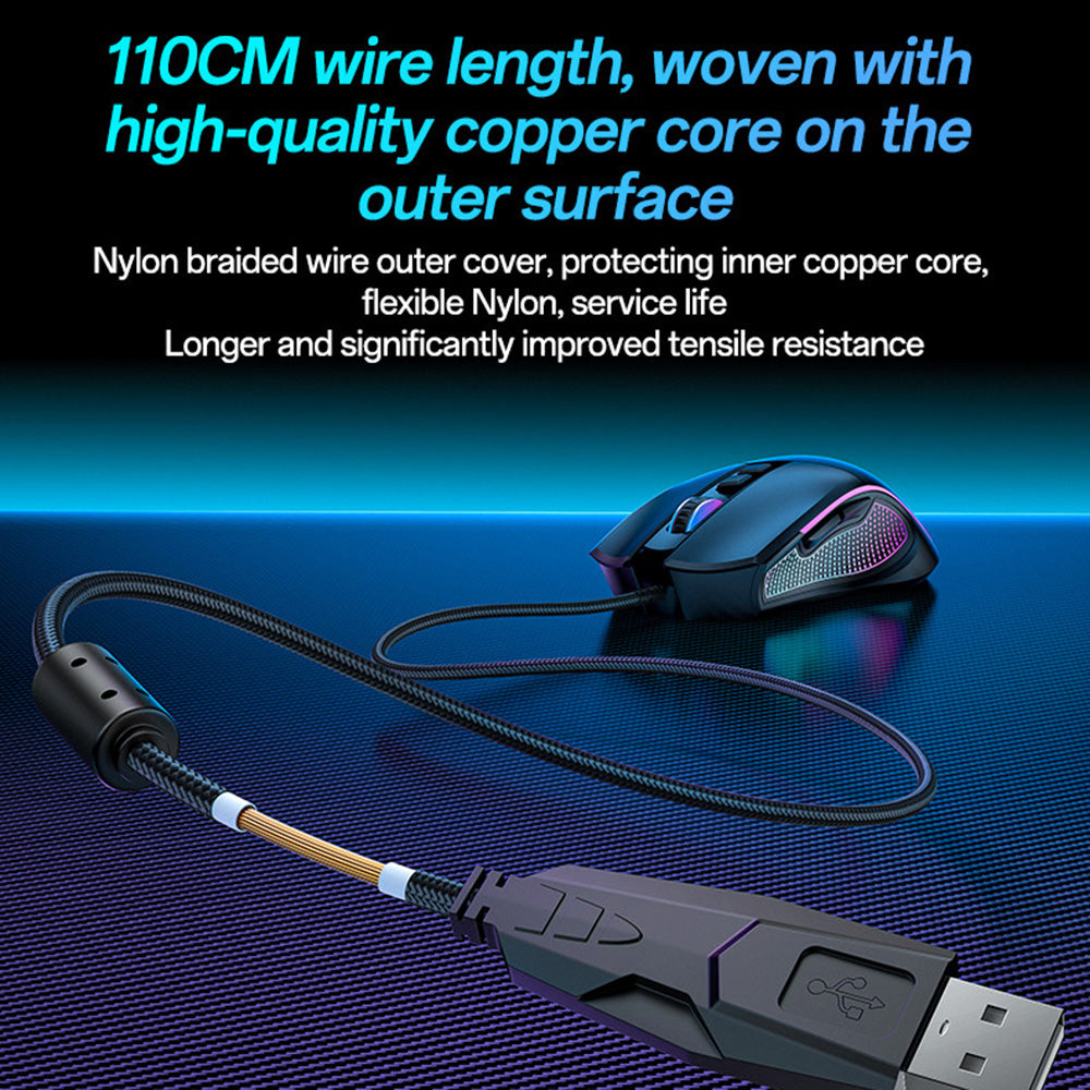 Mouse Gaming Cablato USB Yesido KB20, RGB, 1000DPI - 7200DPI, Nero