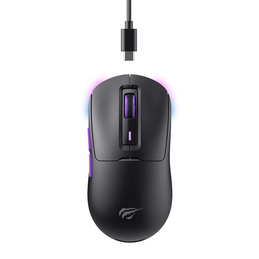 HAVIT MS969WB Wireless Gaming Mouse, RGB, 1000DPI - 16000DPI, BT / Wi-Fi / Wired, Black