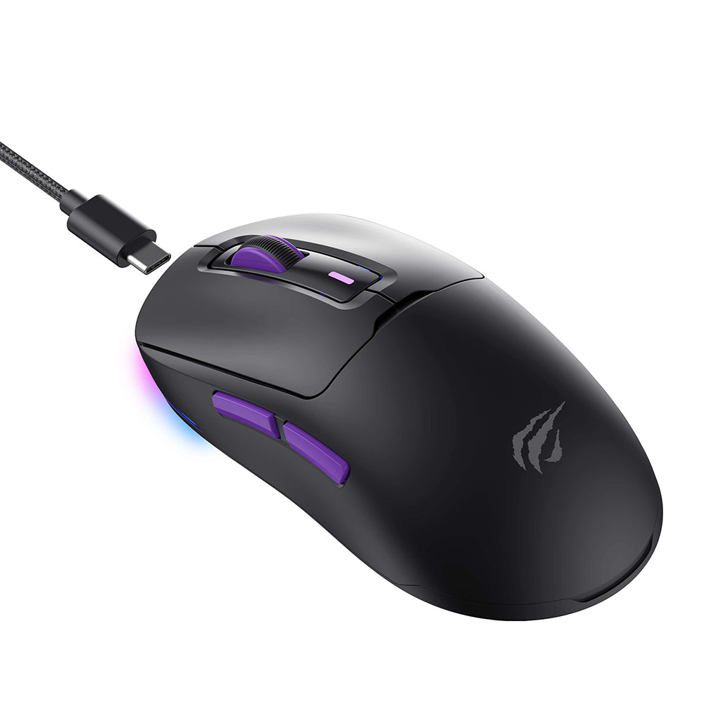 Mouse Gaming Wireless HAVIT MS969WB, RGB, 1000DPI - 16000DPI, BT / Wi-Fi / Cablato, Nero