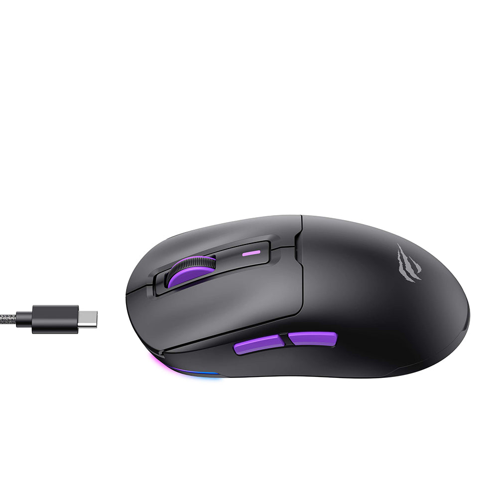 Mouse Gaming Wireless HAVIT MS969WB, RGB, 1000DPI - 16000DPI, BT / Wi-Fi / Cablato, Nero