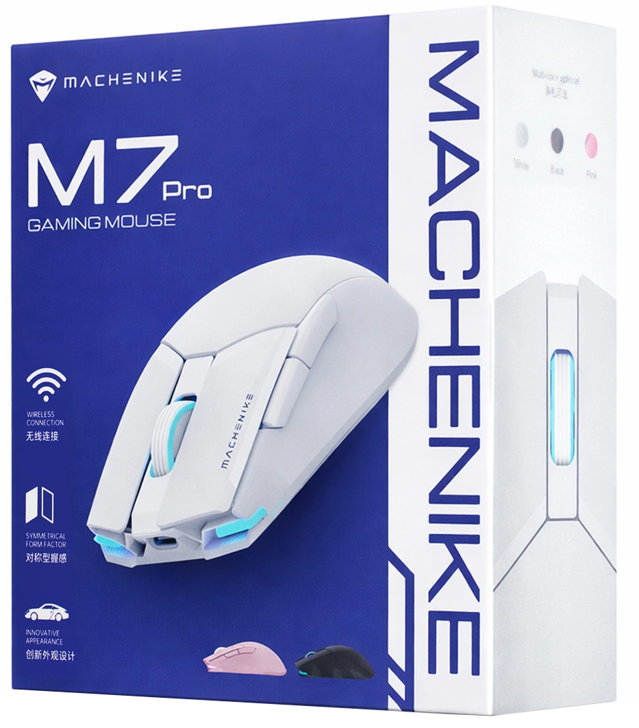 Mouse da gaming wireless Machenike M7 Pro, RGB, 1000 DPI - 26000 DPI, bianco