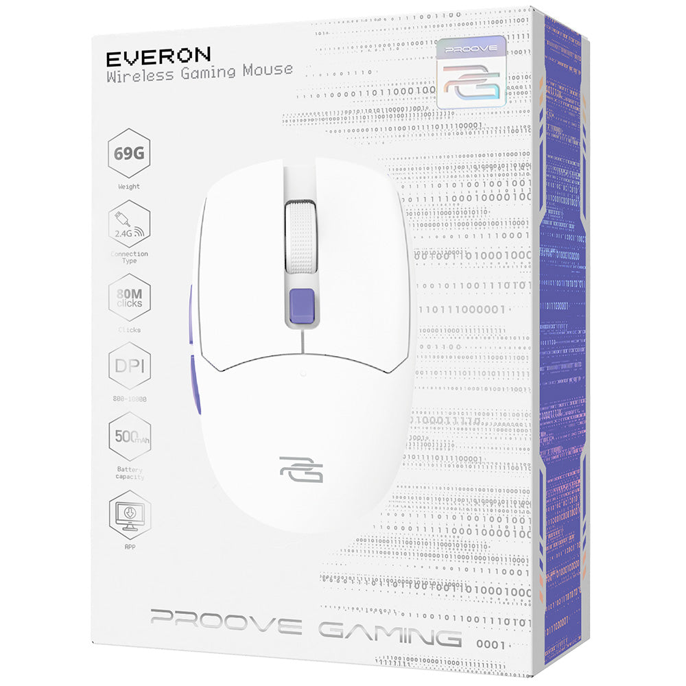 Mouse Gaming Wireless Proove Everon, 800DPI - 10000DPI, Bianco WMEV00022002