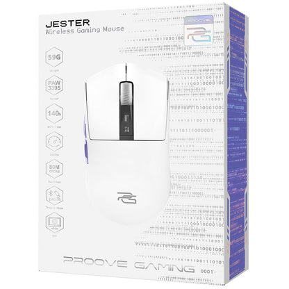 Mouse Gaming Wireless Proove Jester, 800DPI - 26000DPI, Display OLED, Bianco WMJS00022002