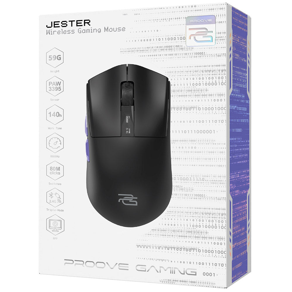 Mouse Gaming Wireless Proove Jester, 800DPI - 26000DPI, Display OLED, Nero WMJS00022001