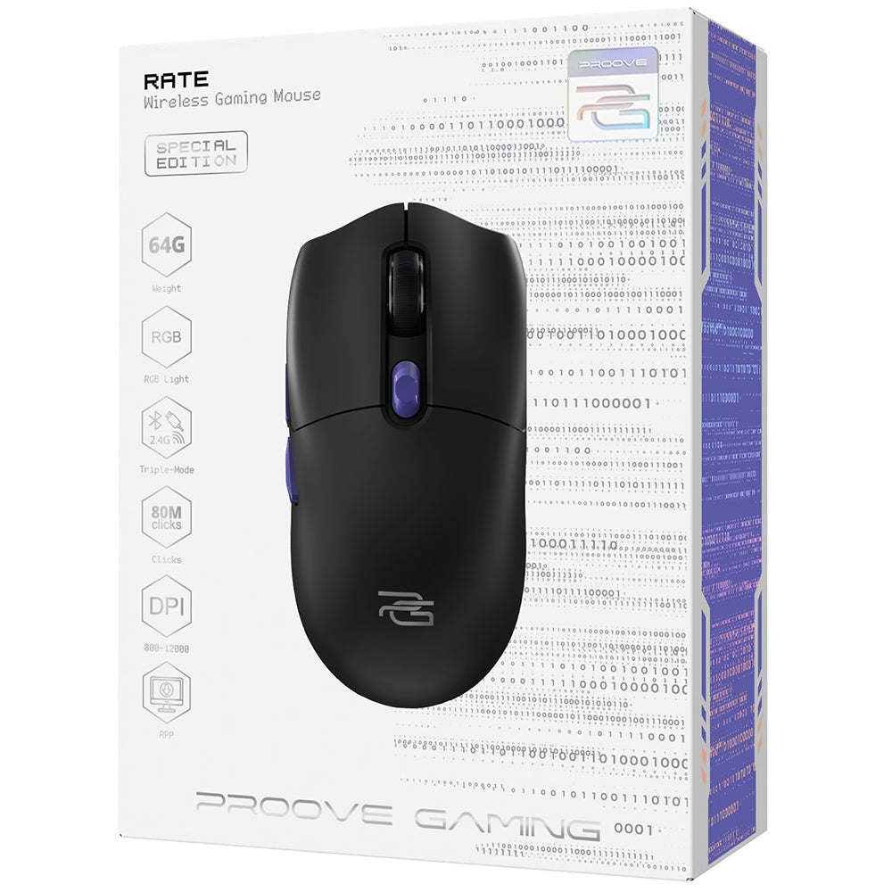 Mouse Gaming Wireless Proove Rate Special Edition, 800DPI - 12000DPI, Nero CMRTWRS03001