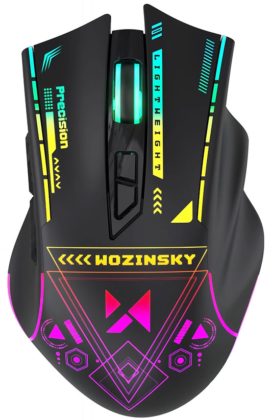 Mouse Gaming Wireless WZK WMGB-3200, 3200DPI, RGB, Nero