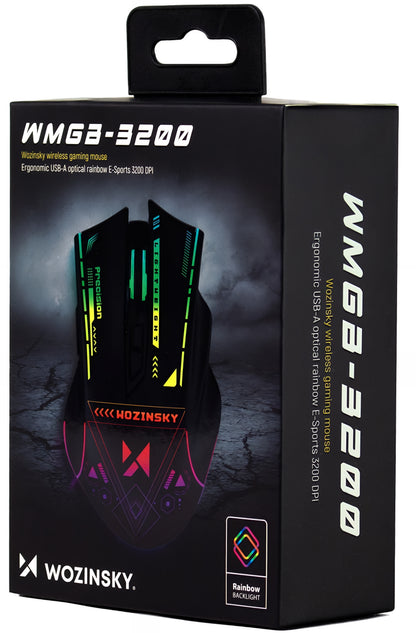 Mouse Gaming Wireless WZK WMGB-3200, 3200DPI, RGB, Nero