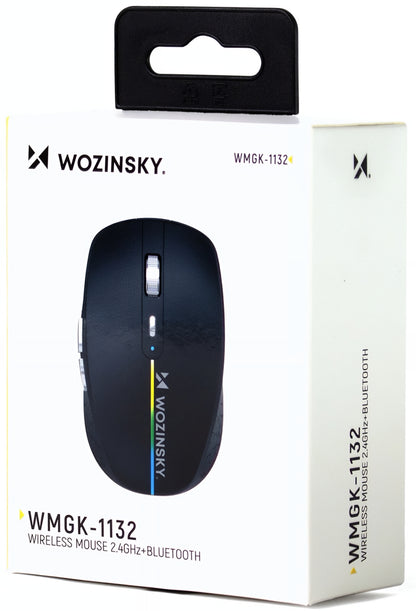 Mouse Gaming Wireless WZK WMGK-1132, 1600DPI, RGB, BT / Wi-Fi, Nero