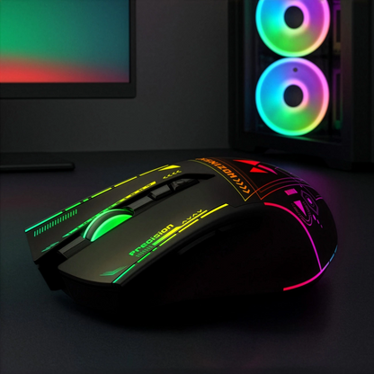 Mouse Gaming Wireless WZK WMGB-3200, 3200DPI, RGB, Nero