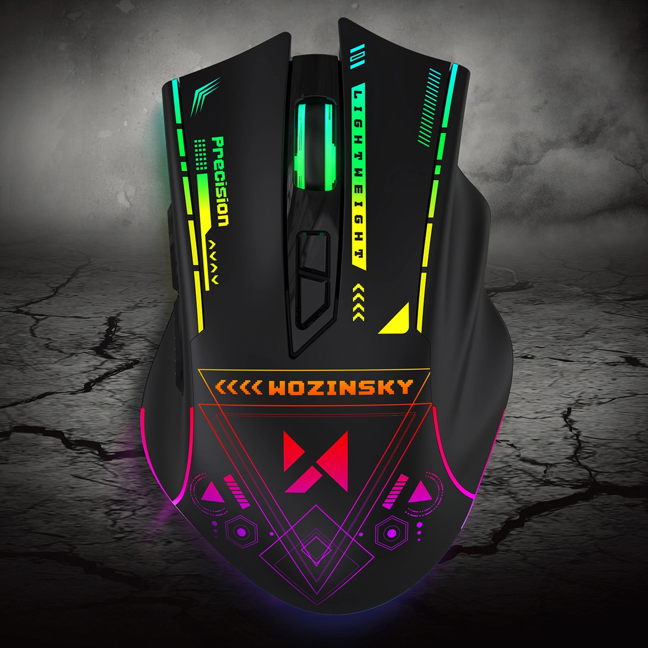 Mouse Gaming Wireless WZK WMGB-3200, 3200DPI, RGB, Nero