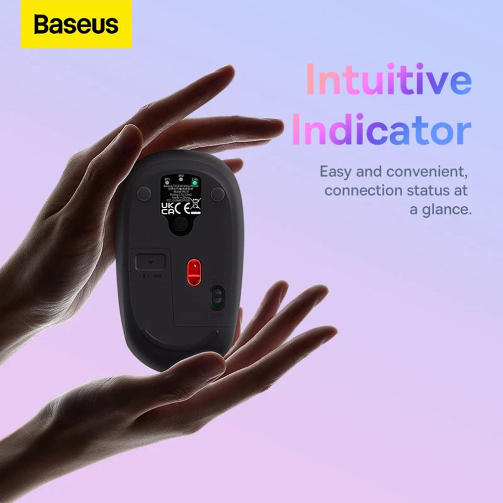 Baseus F01B Mouse senza fili trimodale, 1600DPI, BT / Wi-Fi, grigio B0105555503833-00