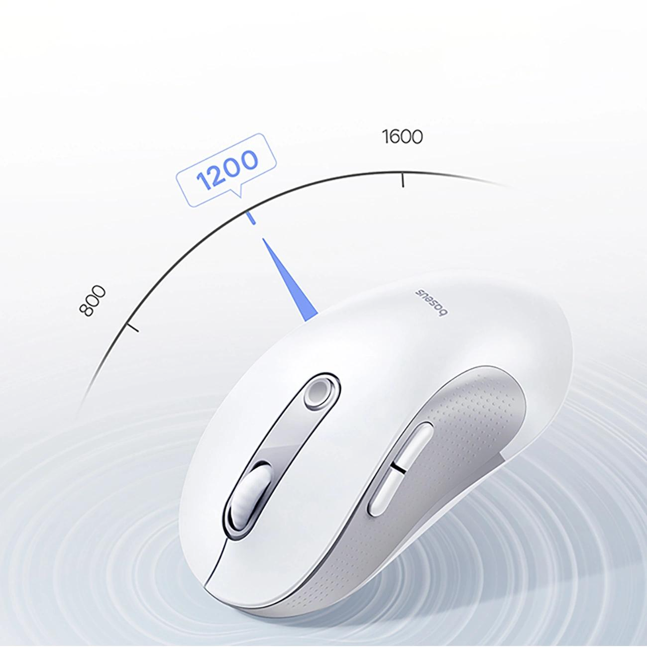 Mouse Wireless Baseus F02, 4000DPI, BT / Wi-Fi, Bianco B0203202