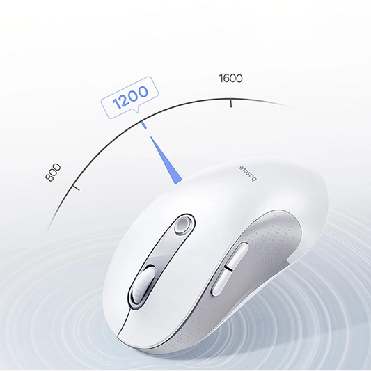 Mouse Wireless Baseus F02, 4000DPI, BT / Wi-Fi, Bianco B0203202