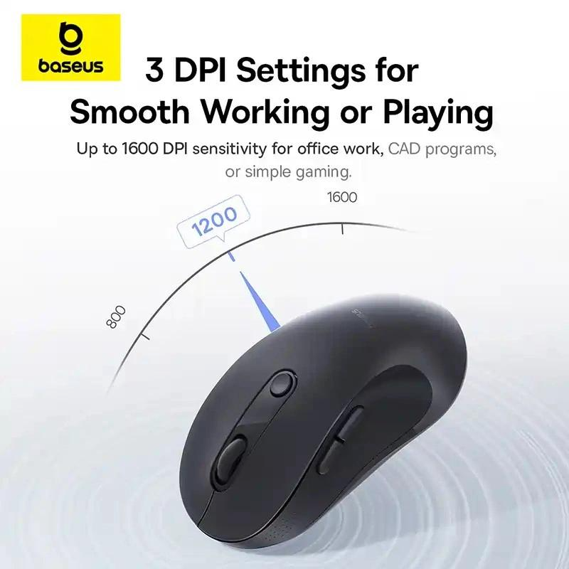 Mouse Wireless Baseus F02, 1600DPI, BT / Wi-Fi, Nero B0203203