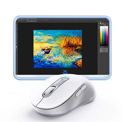Mouse Wireless Baseus F02, 4000DPI, BT / Wi-Fi, Bianco B0203202