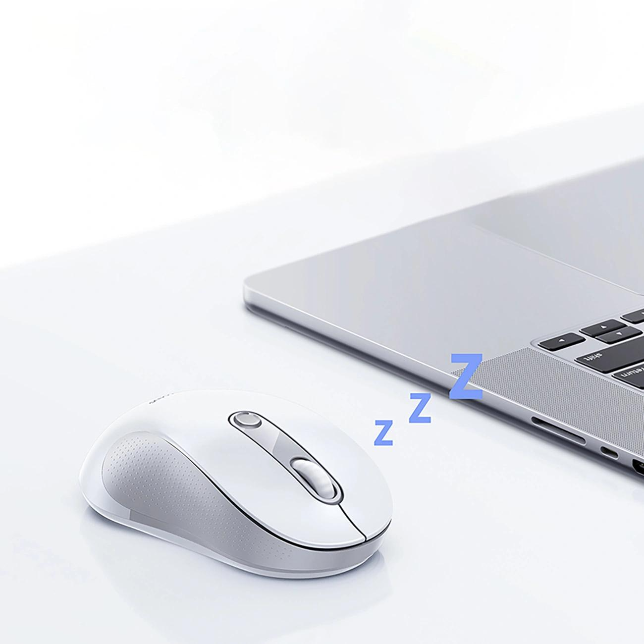 Mouse Wireless Baseus F02, 1600DPI, BT / Wi-Fi, Bianco B0203302