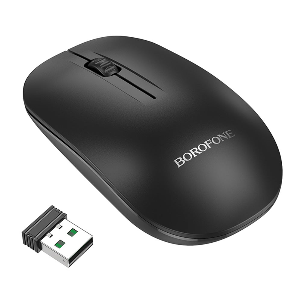 Mouse Wireless Borofone BG14 Planet, 1000DPI, BT / Wi-Fi, Nero