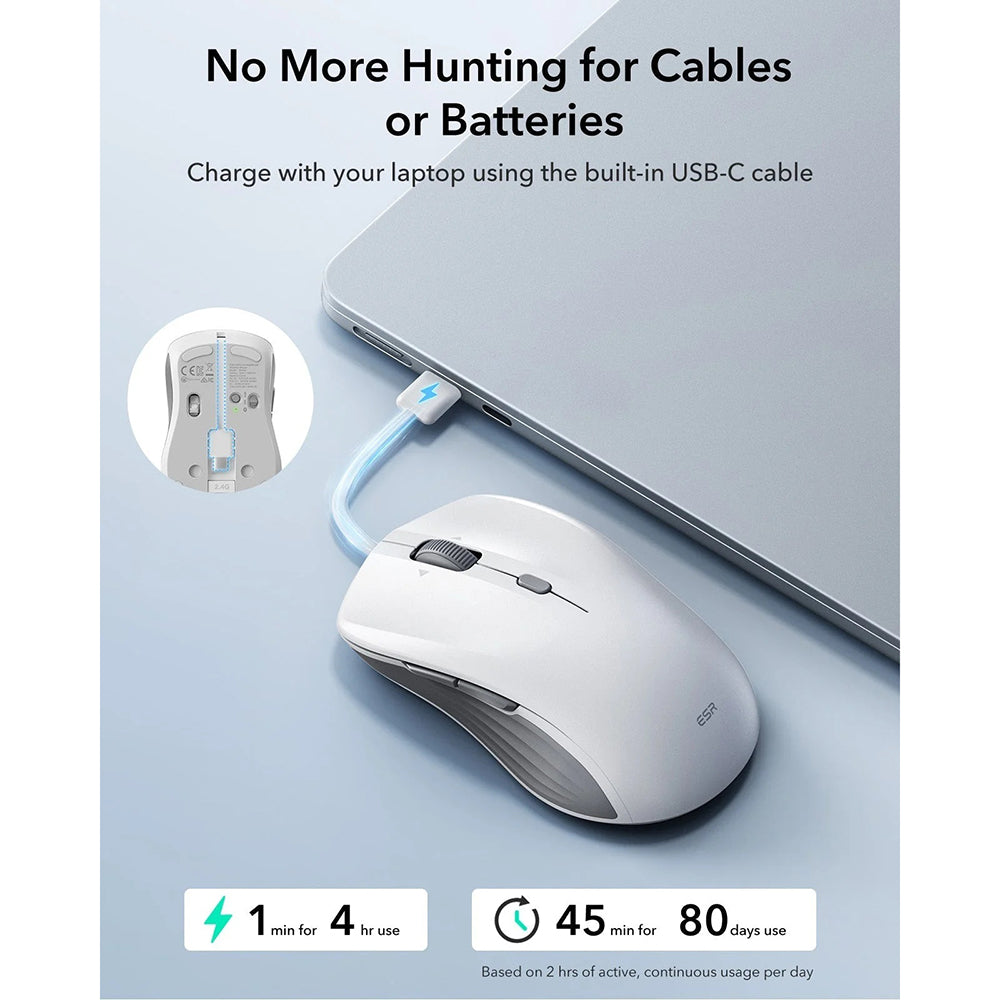 Mouse Wireless ESR MagMouse, 800DPI - 4800DPI, Bianco