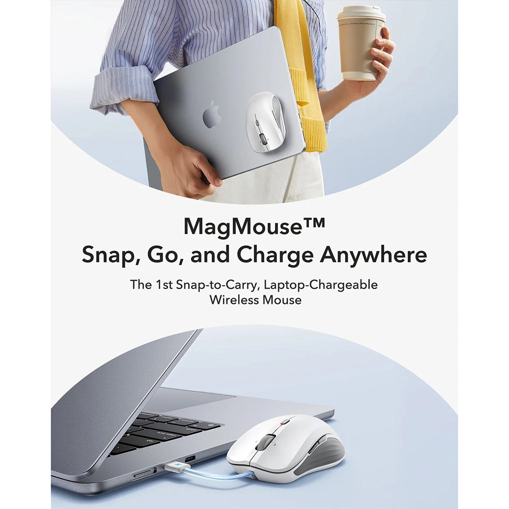 Mouse Wireless ESR MagMouse, 800DPI - 4800DPI, Bianco