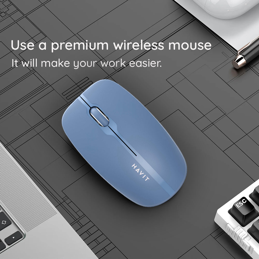 Mouse Wireless HAVIT MS53WB, 1600DPI, Blu