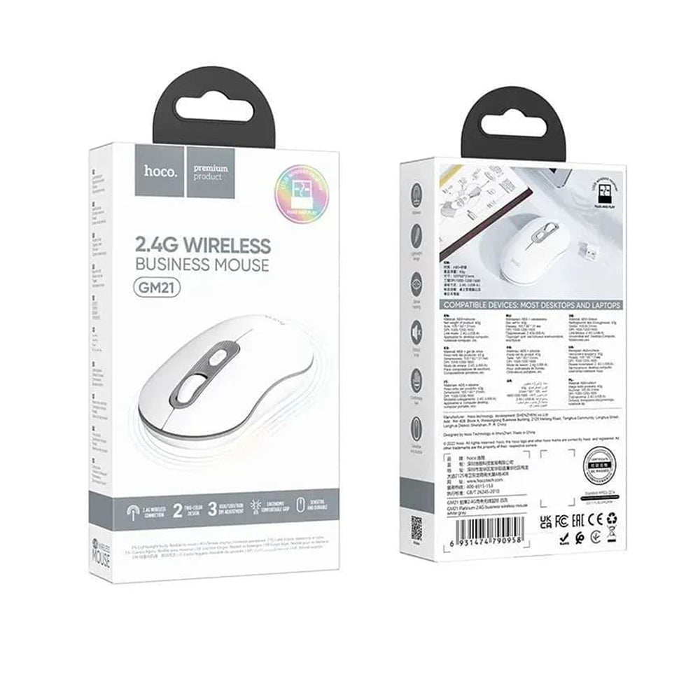 Mouse Wireless HOCO GM21, 1600DPI, Bianco
