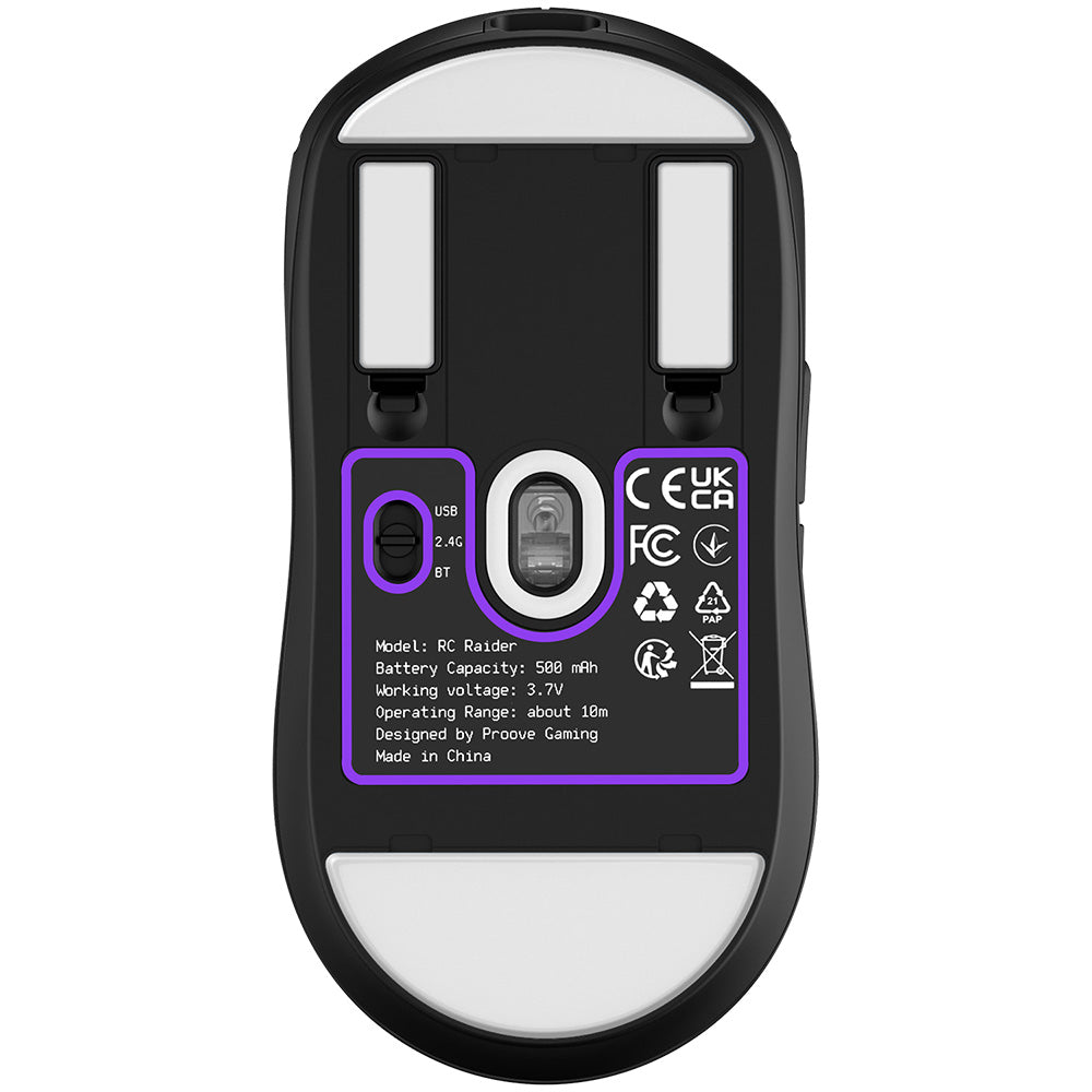 Mouse Wireless Proove RC Raider 8K, 800DPI - 32000DPI, BT / Wi-Fi / Cablato, Nero WMRR00122001