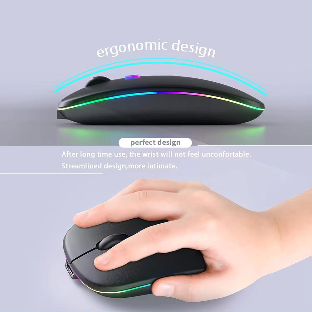 Mouse Wireless Techsuit M1, RGB, 1600DPI, BT / Wi-Fi, Nero