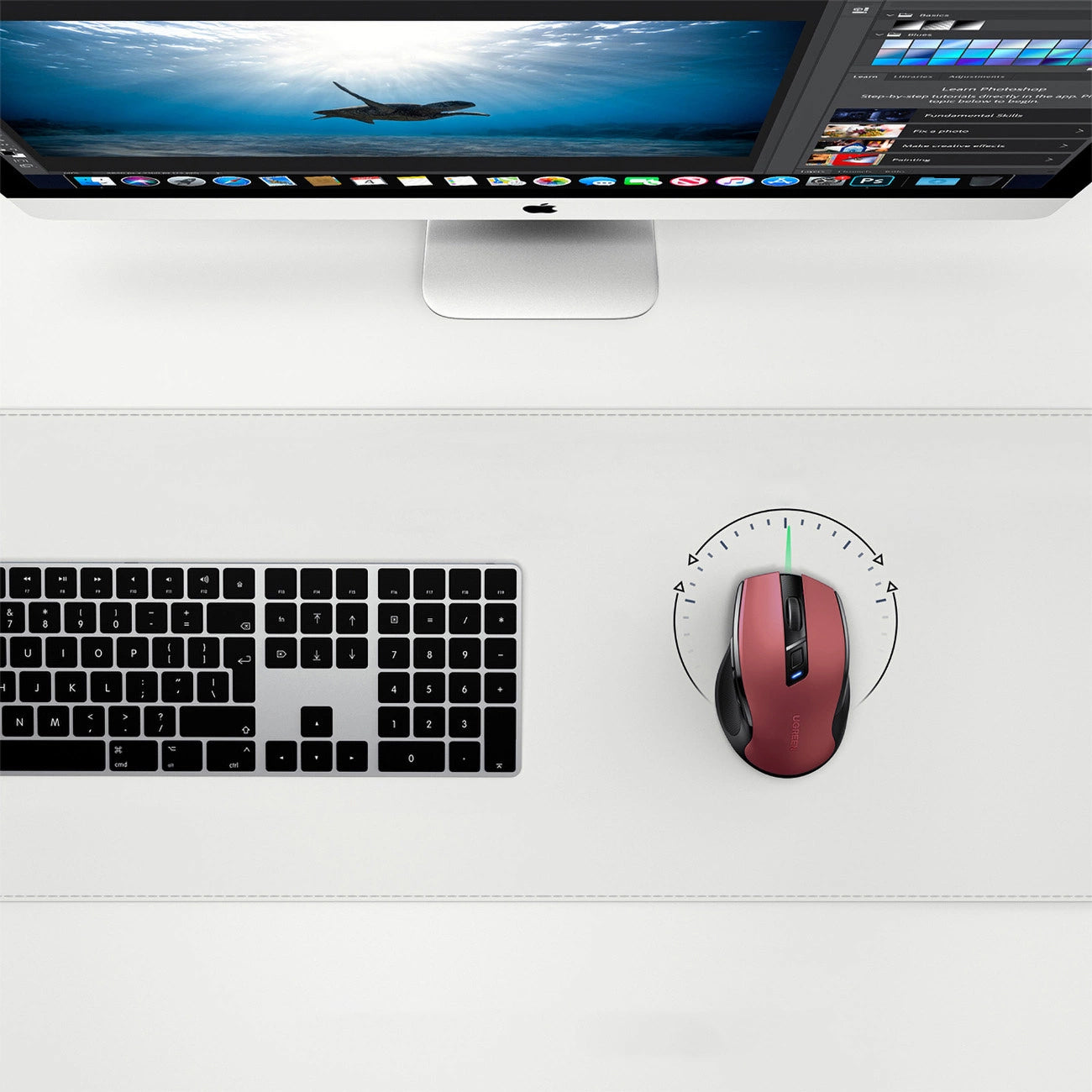 Mouse Wireless UGREEN MU006, 4000DPI, Rosso