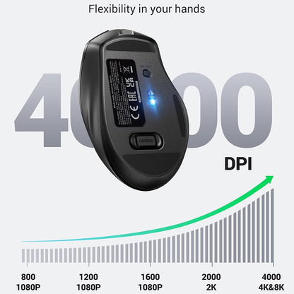 Mouse Wireless UGREEN MU006S (85082), 4000DPI, BT / Wi-Fi, Grigio