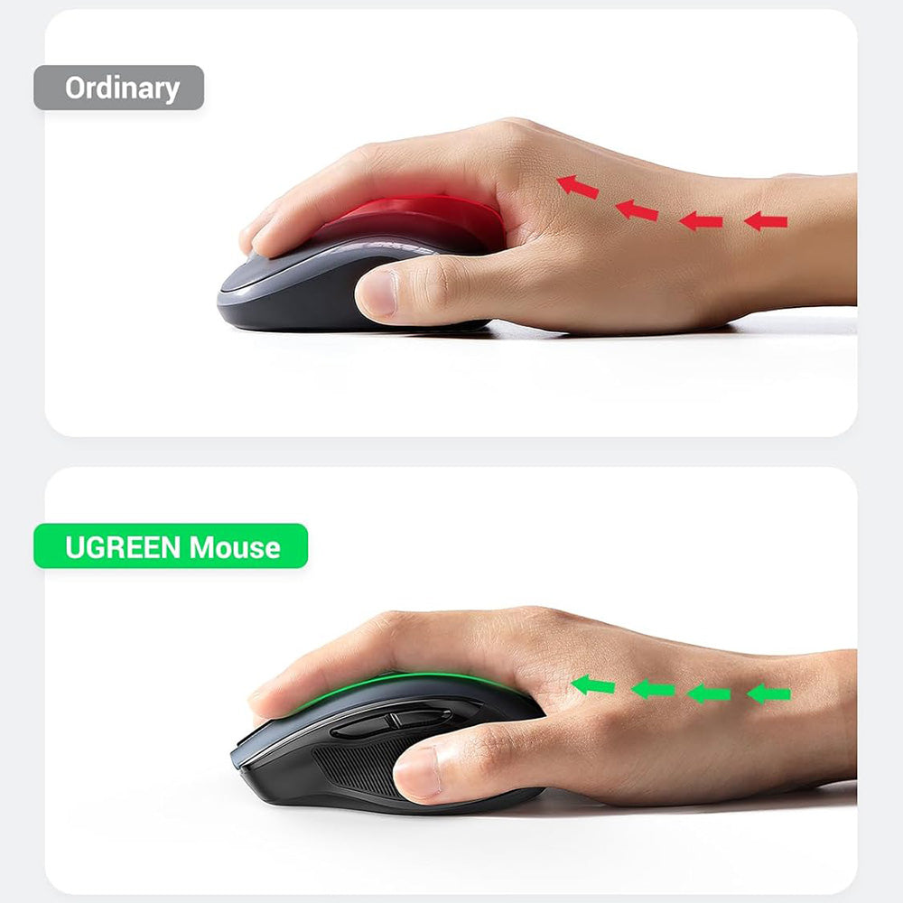 Mouse Wireless UGREEN MU006S (85082), 4000DPI, BT / Wi-Fi, Grigio