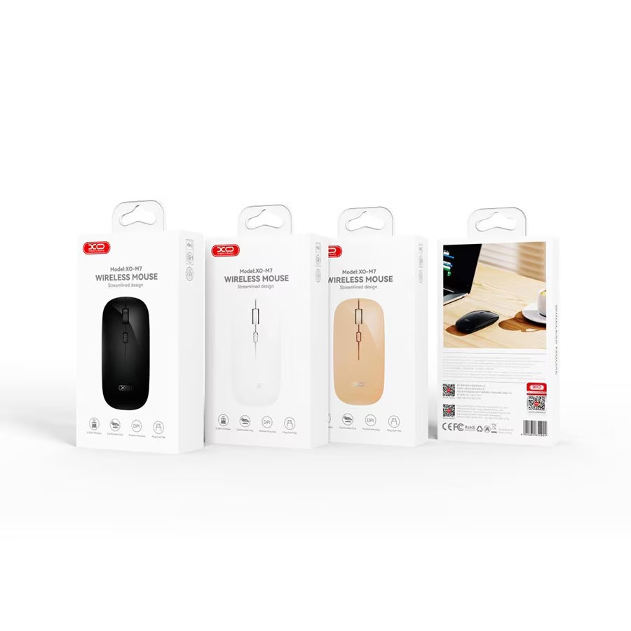 Mouse Wireless XO Design M7 Stylish Glossy, Bianco