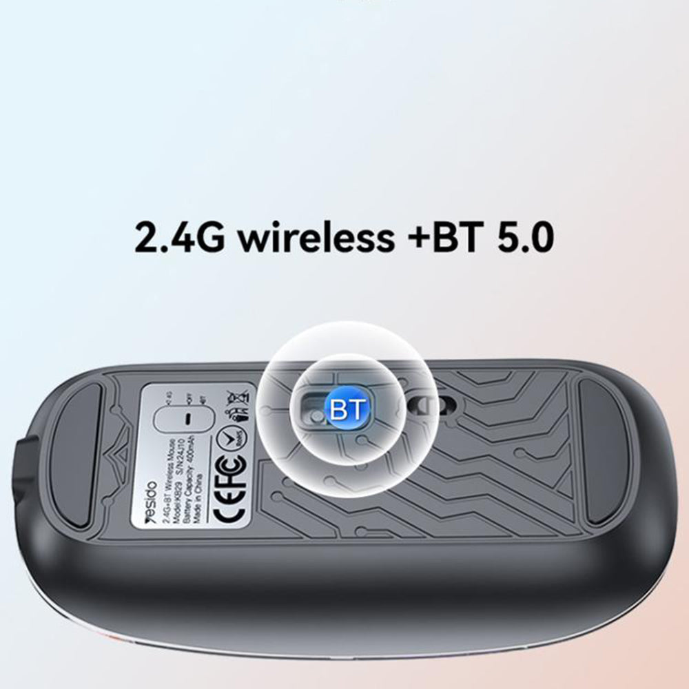 Mouse Wireless Yesido KB29, 800DPI - 1600DPI, BT / Wi-Fi, Nero