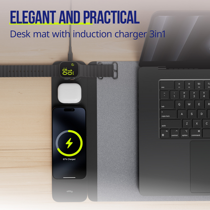 MousePad Allity. ALP-100 4in1 con Ricarica Wireless per Telefono / Orologio / Cuffie, Nero