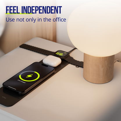 MousePad Allity. ALP-100 4in1 con Ricarica Wireless per Telefono / Orologio / Cuffie, Nero