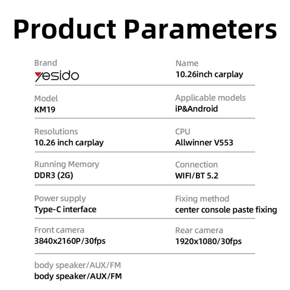 Navigazione Auto Yesido KM19, Wi-Fi, 10.26 pollici