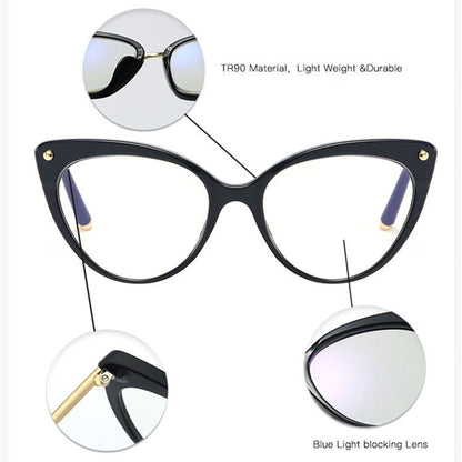 Occhiali da Computer Donna Techsuit F93308, Anti-Luce Blu, Neri Dorati Trasparenti