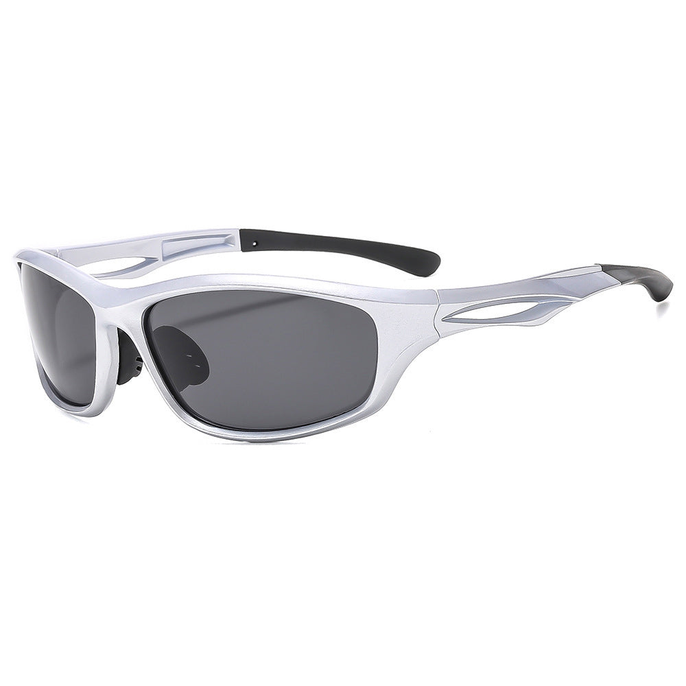 Occhiali da Ciclismo Unisex Techsuit 9309, Polarizzati, Argento Grigio