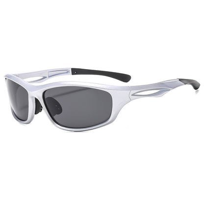 Occhiali da Ciclismo Unisex Techsuit 9309, Polarizzati, Argento Grigio
